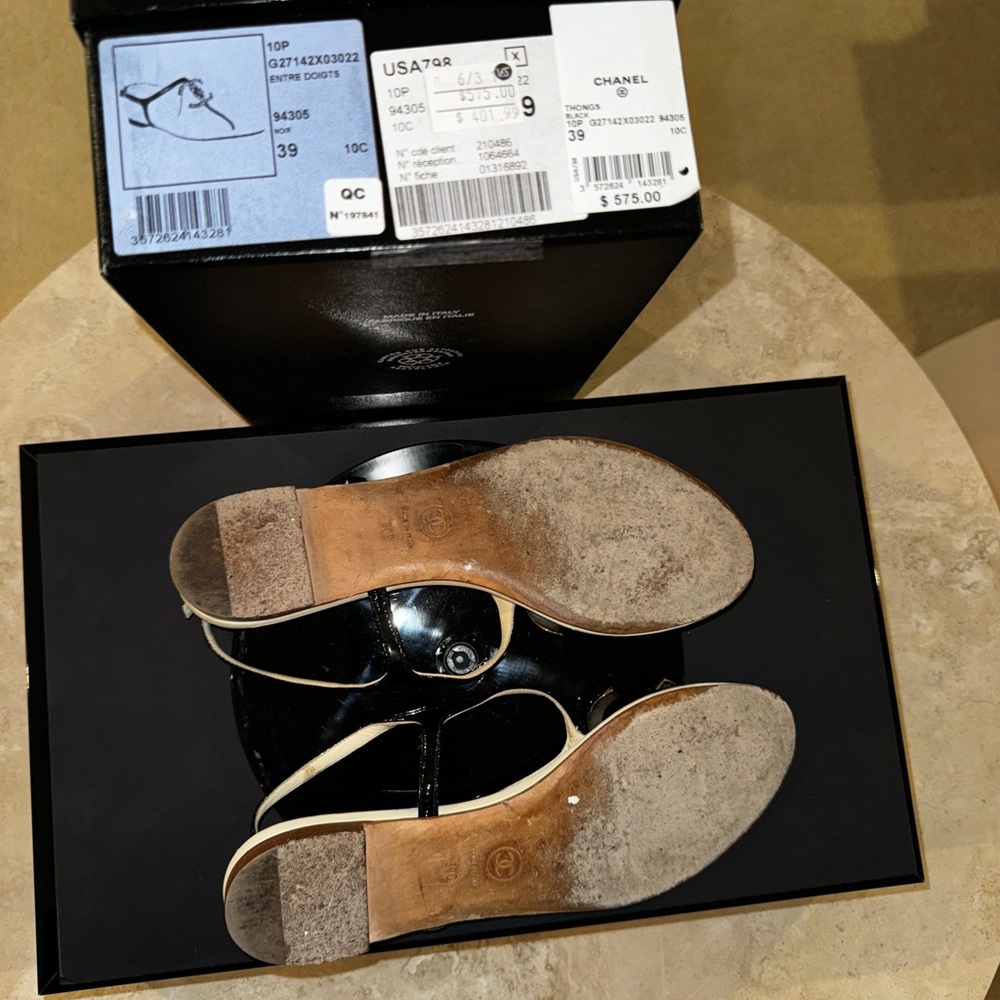 Chanel Black and Beige Women's Sandals - Picture 6 of 8